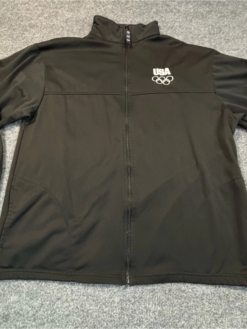 USA Olympics Jacket Mens XL Black Team USA Full Zip Olympic Committee Warm Up